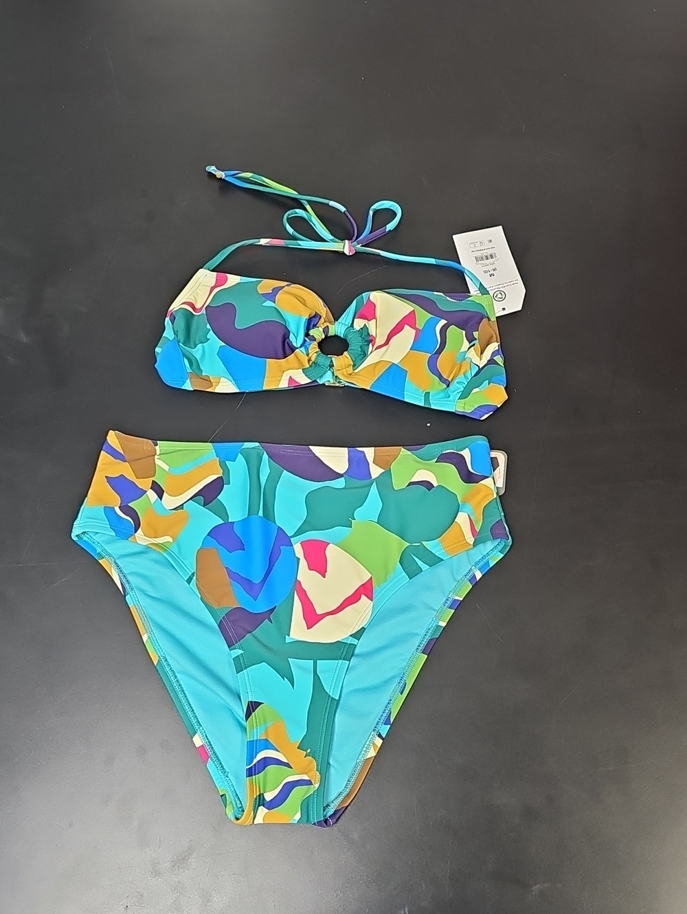Time and Tru Multicolor Turquoise Bandeau Bikini Set